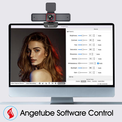 Angetube 4K AI Tracking Webcam | 10X Digital Zoom | 1080P 60Fps | Remote Control | Dual Noise Cancelling Mics | Ideal for Video Calls, Meetings